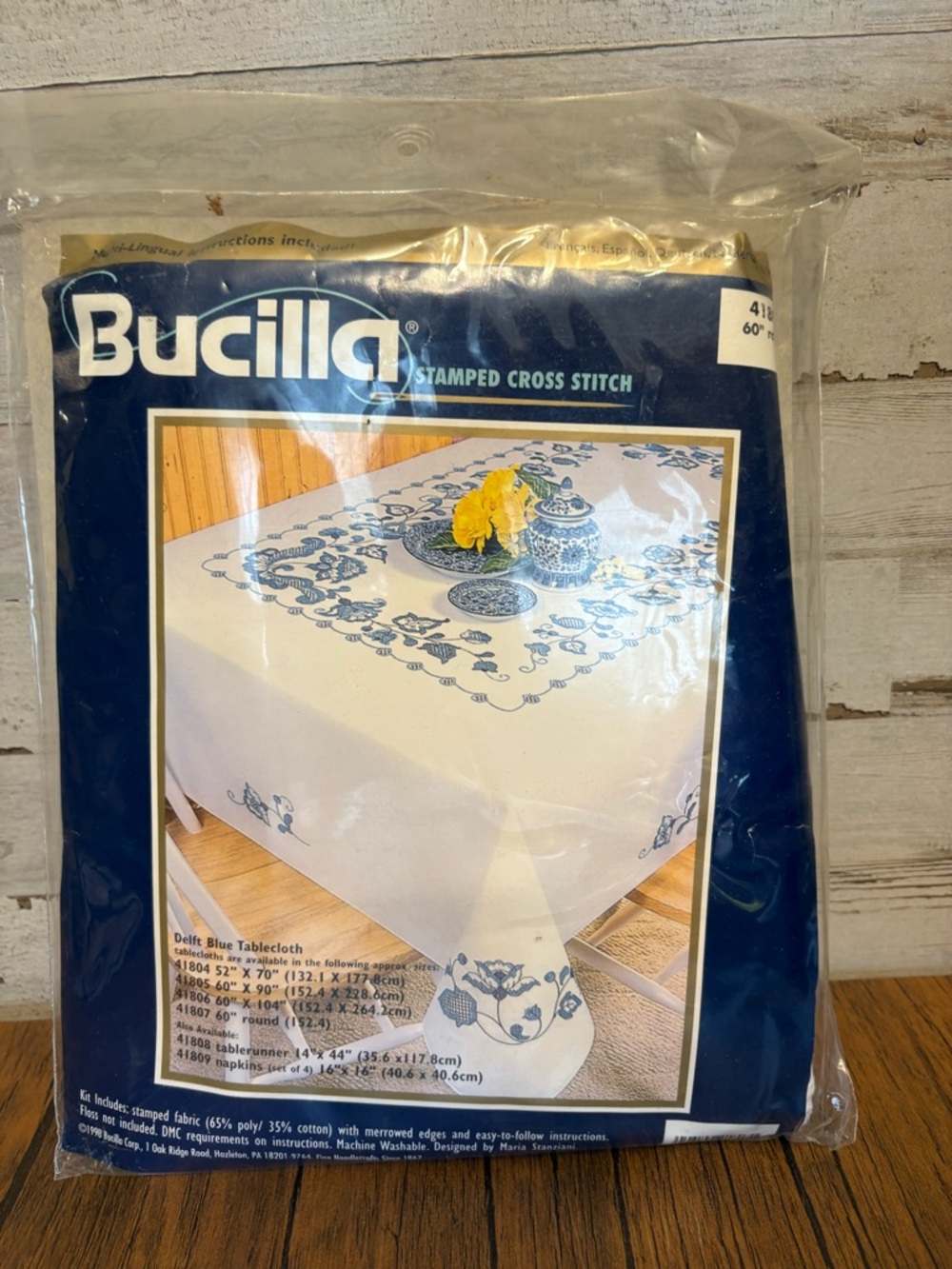 Nicola Stamped for Cross Stitch Tablecloth Kit Def Blue Pattern